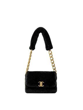 Chanel One Shoulder Bag Black Quilted 30